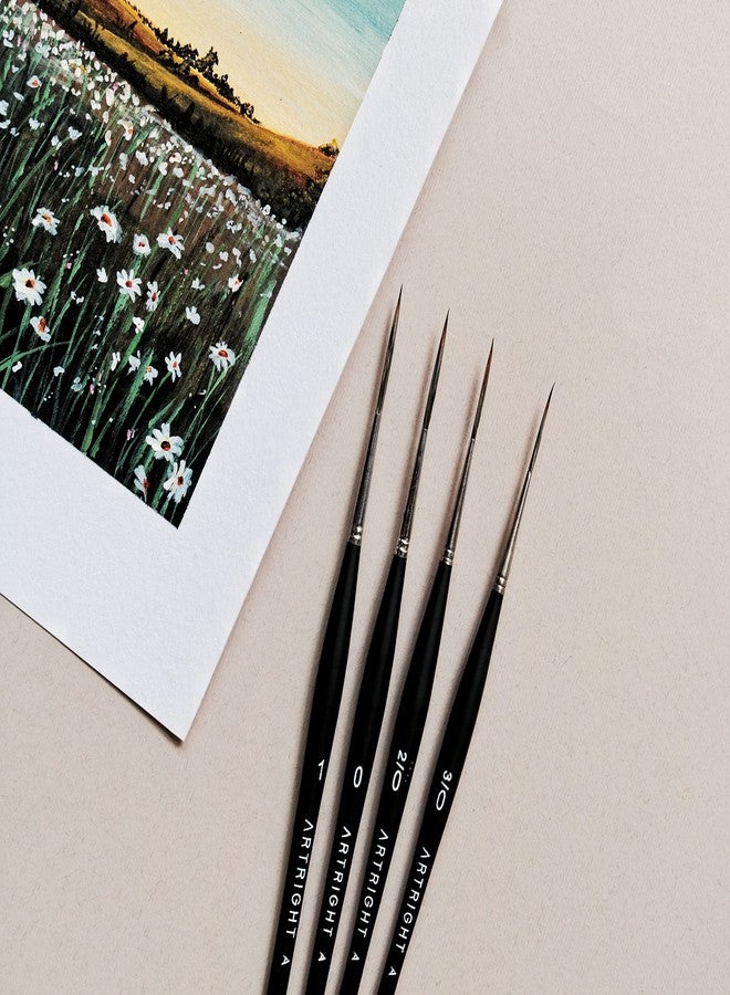 مجموعة فرش الرسم Artright Combo مكونة من 8 قطع، 4 فرش رسم دقيقة متنوعة عالية الجودة، 4 فرش رسم مسطحة، فرش مصنوعة يدويًا للرسم بالأكريليك، مقبض خشبي، شعيرات صناعية، مثالية للفنانين والمبتدئين. - Image 4